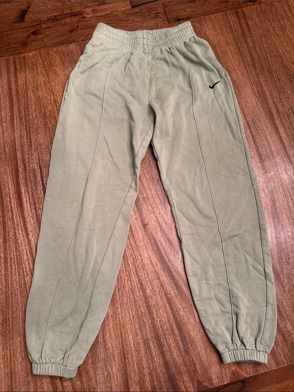 Nike Sage Green Fleece Track Pants with Black Swoosh